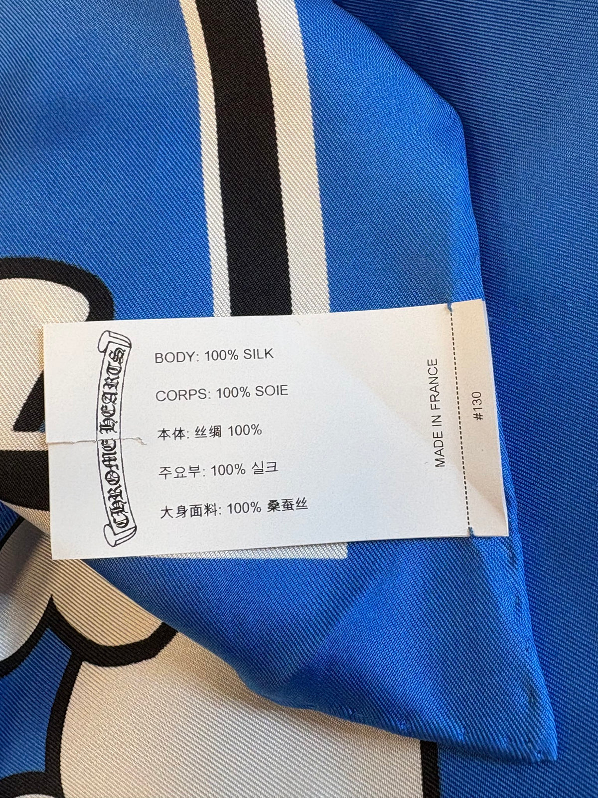 Chrome Hearts Cemetery Cross Silk Scarf Blue