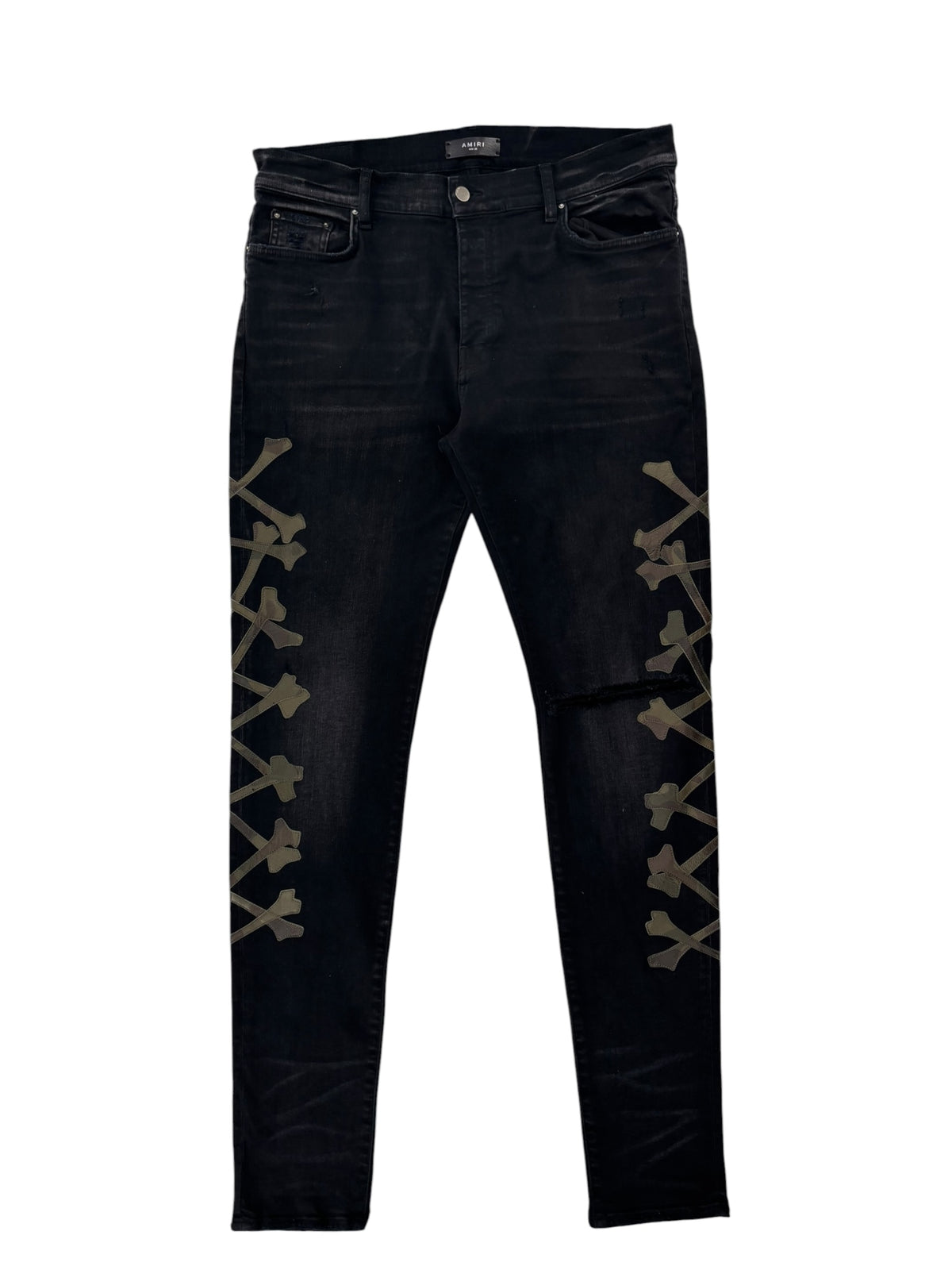 Amiri Camo Bone Jeans Aged Black