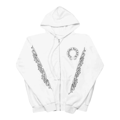 Chrome Hearts Floral Cross Zip Hoodie White