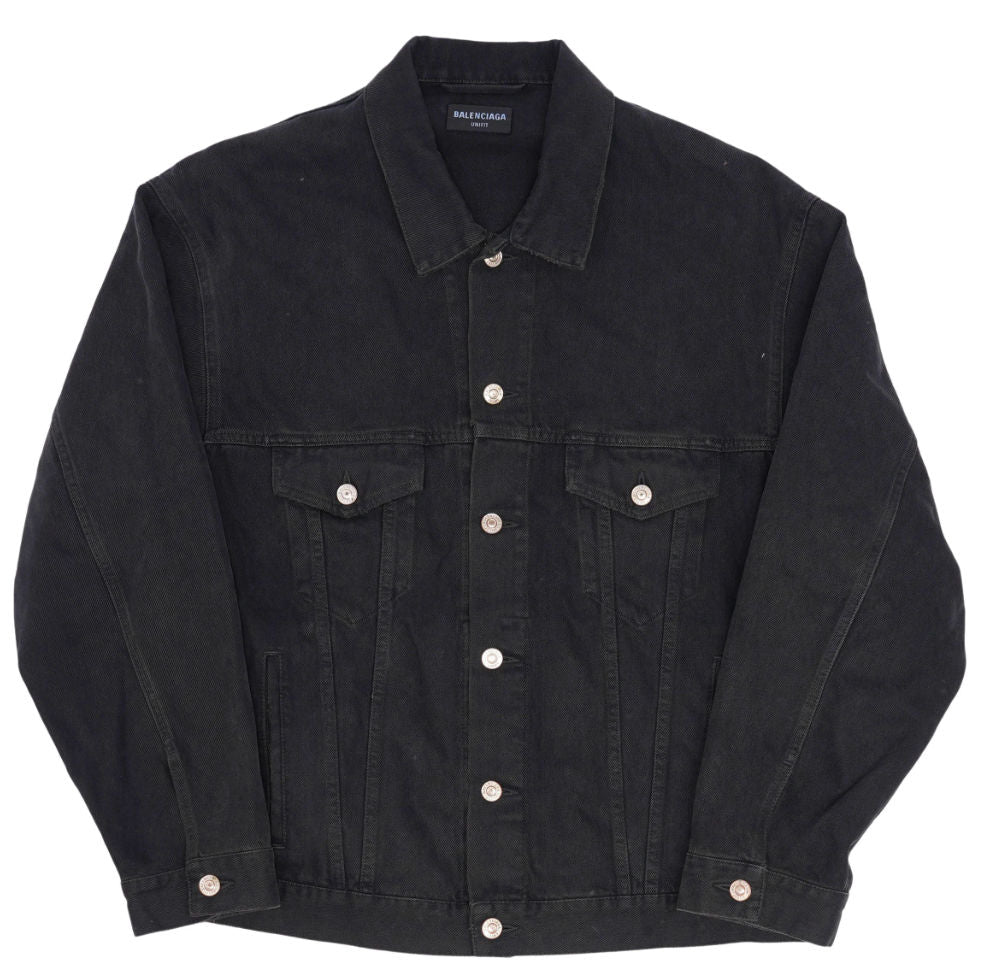 Balenciaga Spray Paint Logo Denim Jacket Black