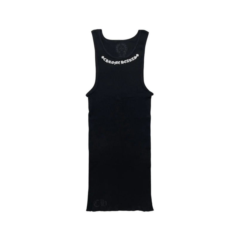 Chrome Hearts Scroll Logo Ribbed Tank Top Black