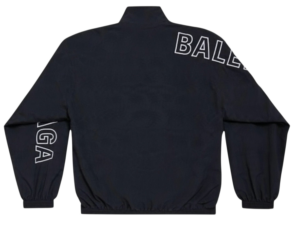 Balenciaga Black Logo Print Zip-Up Track Jacket Black