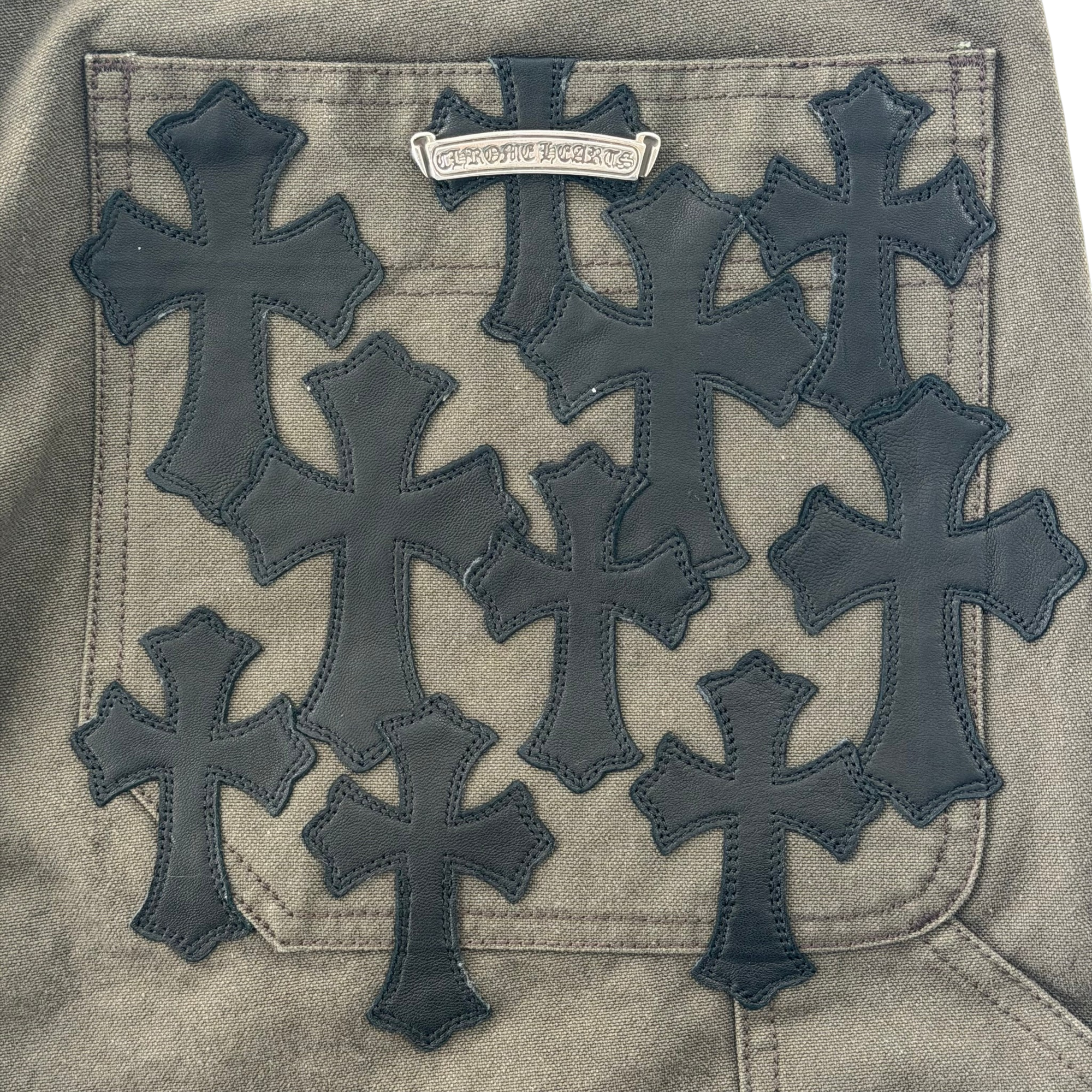 Chrome Hearts Double Knee 10 Patch Shorts Brown