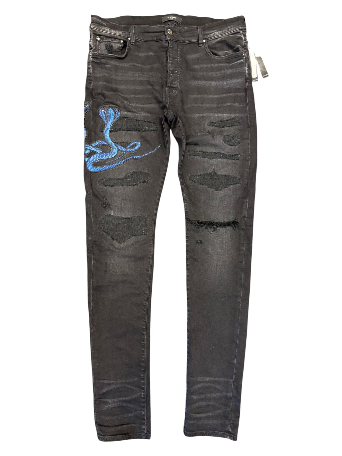 Amiri MX1 Snake Patch Jeans Black