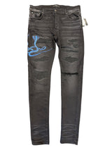 Amiri MX1 Snake Patch Jeans Black