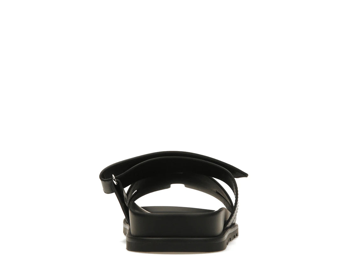 Hermes Chypre Sandal Noir Calfskin Leather (M)