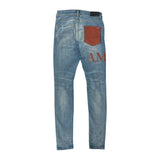 AMIRI Leather Stitch Logo Clay Indigo Jean Blue