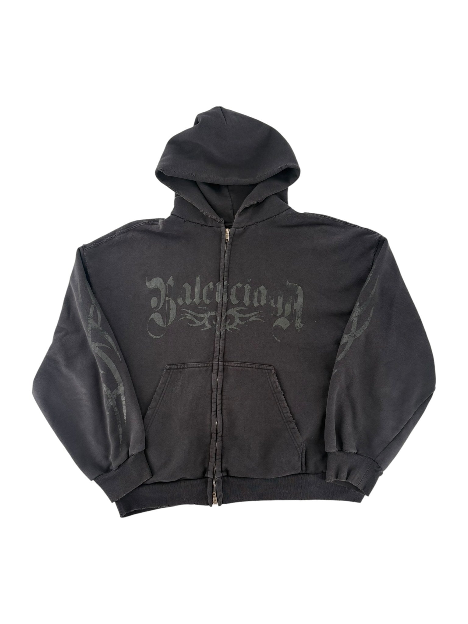 Balenciaga Tacky Zip Up Hoodie Black