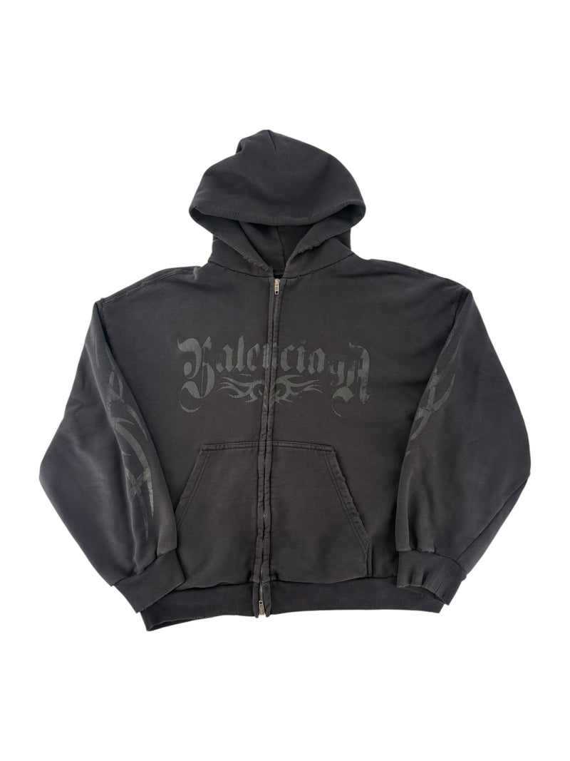 Balenciaga Tacky Zip Up Hoodie Black