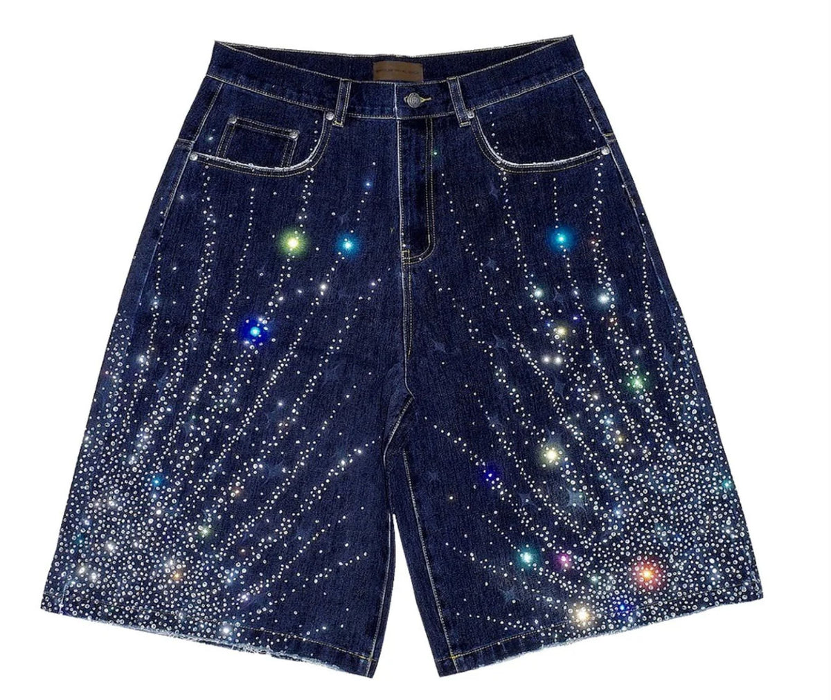 Birth of Royal Child 20K Diamond Starlight Denim Shorts IN Blue