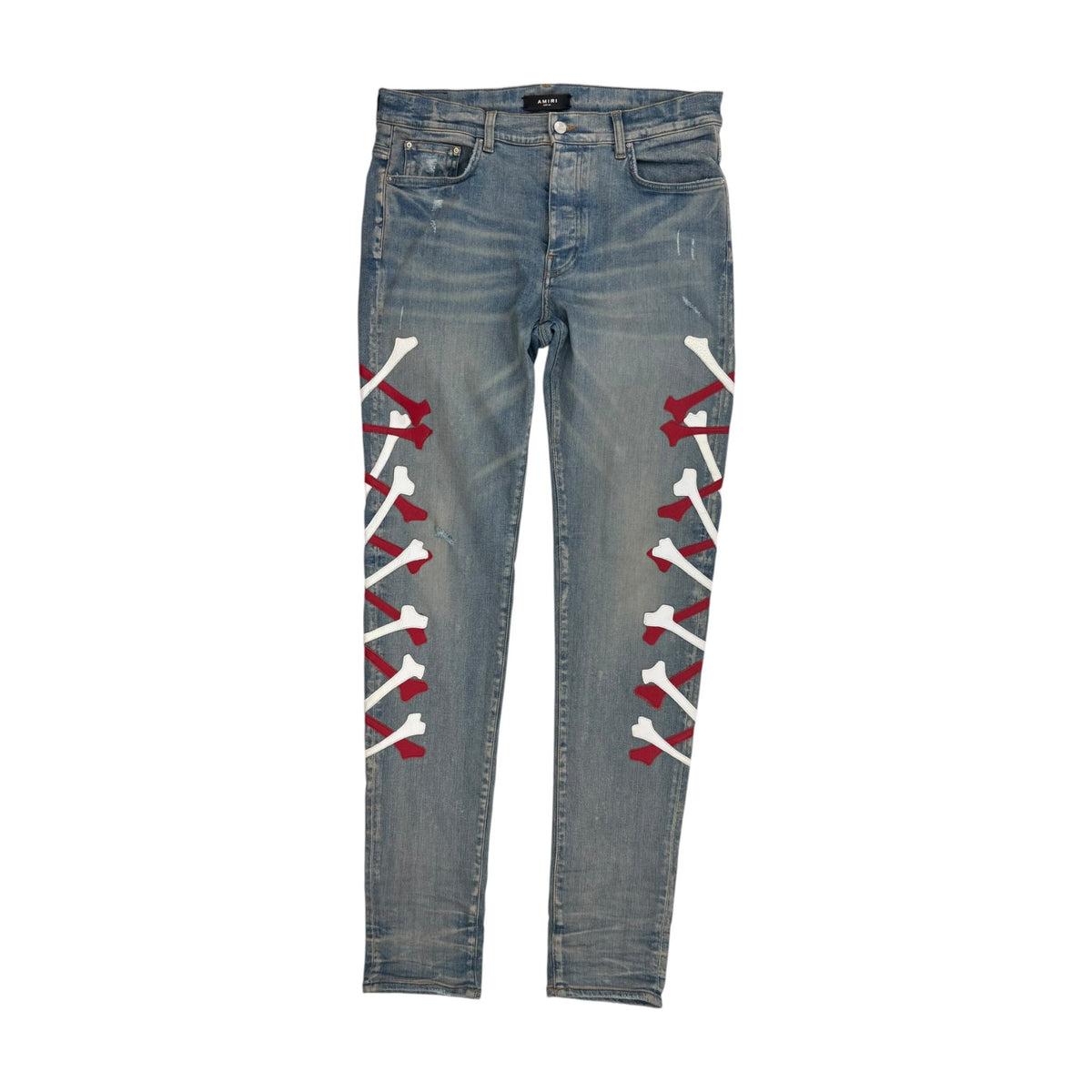 Amiri Bones Appliqué Red White Jeans