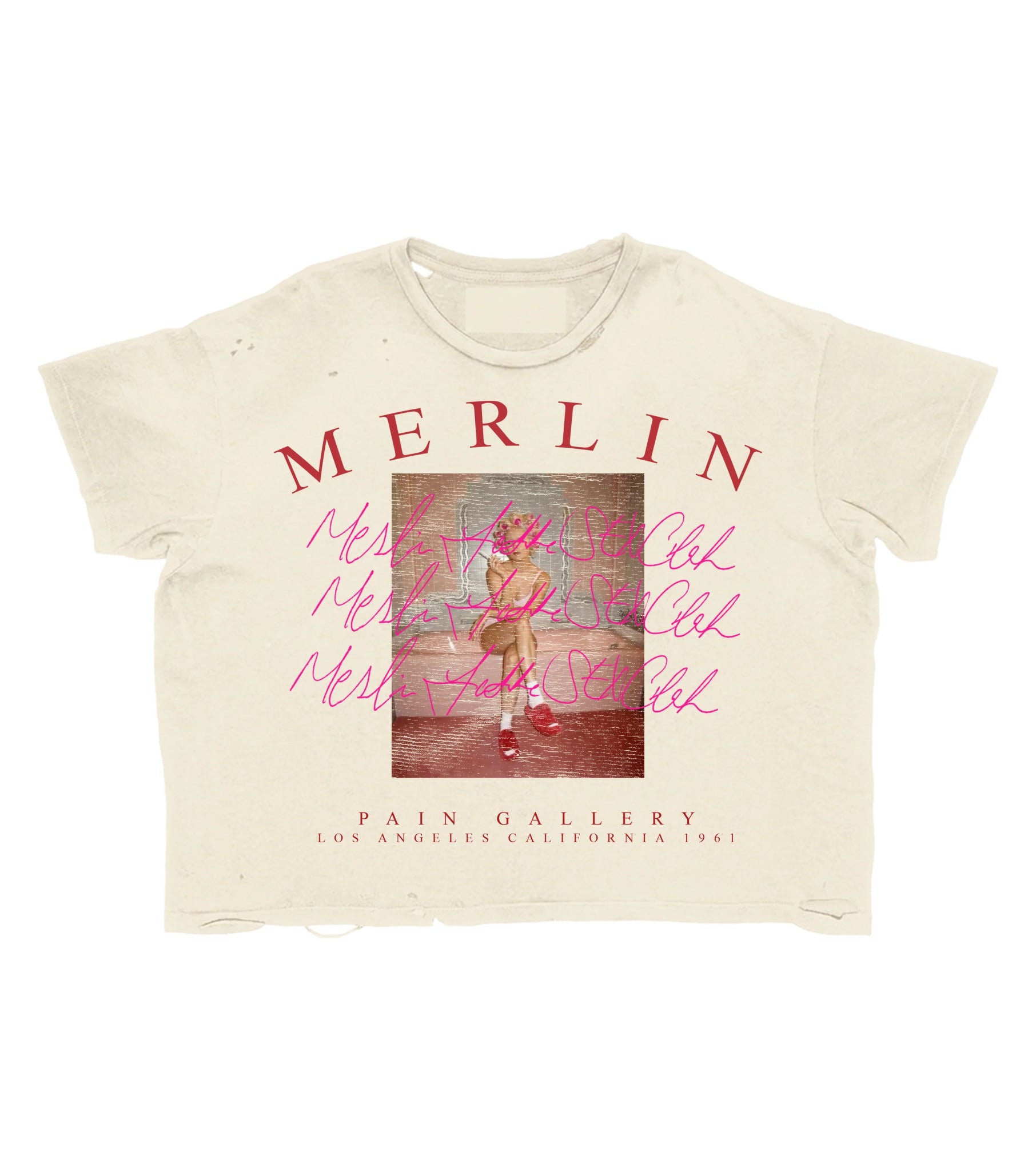 Merlin Ladies In Pink Tee Cream