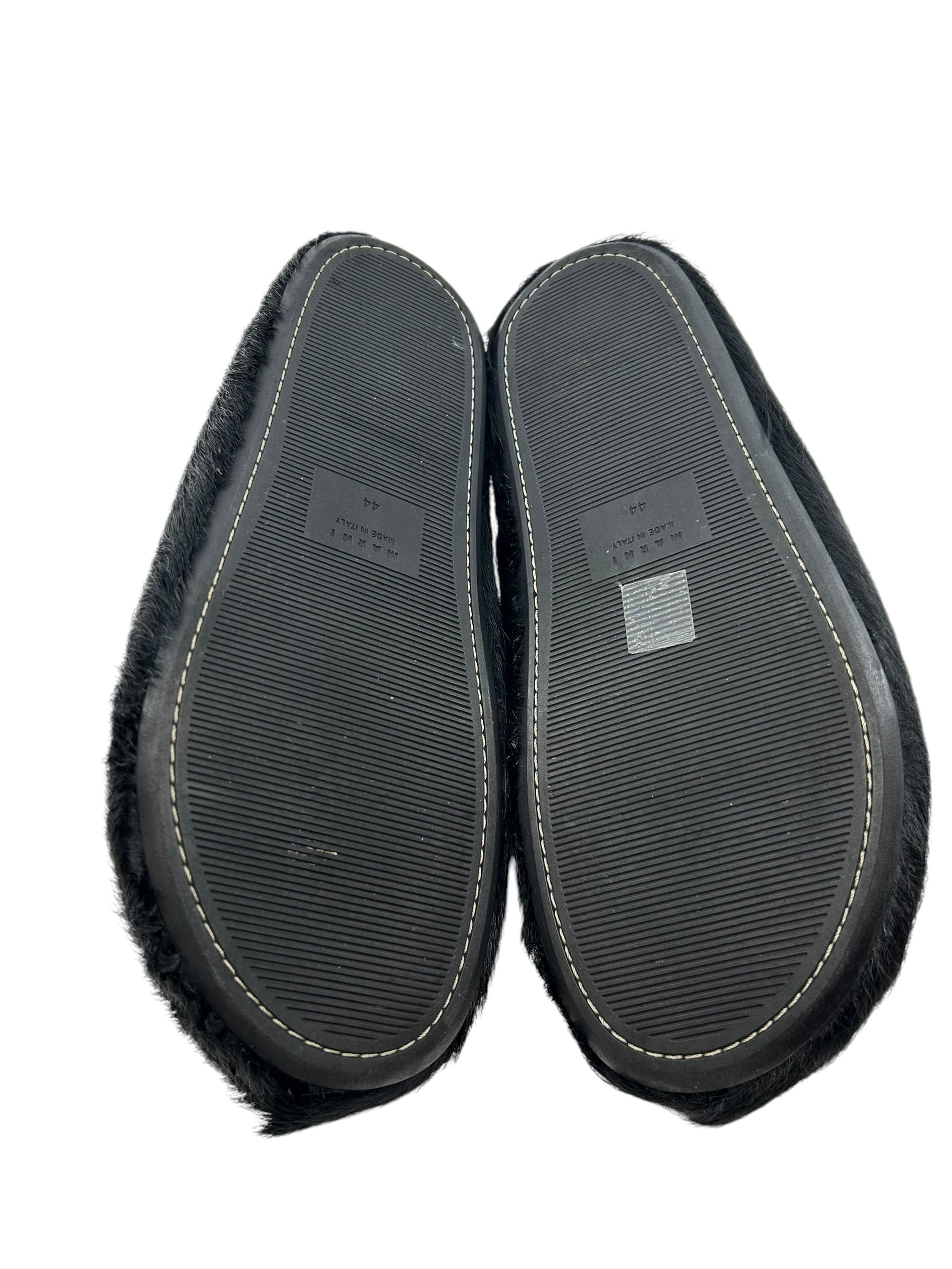 Marni Long Hair Calfskin Fussbett Sabot Mule Black