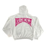 Paris Tropical Round Hoodie Oversized White/pink