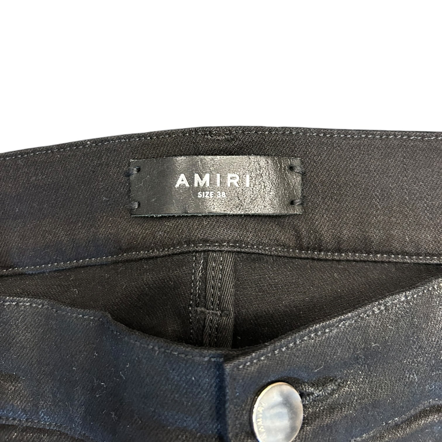 Amiri Waxed Skinny Jean Black Leg Patch