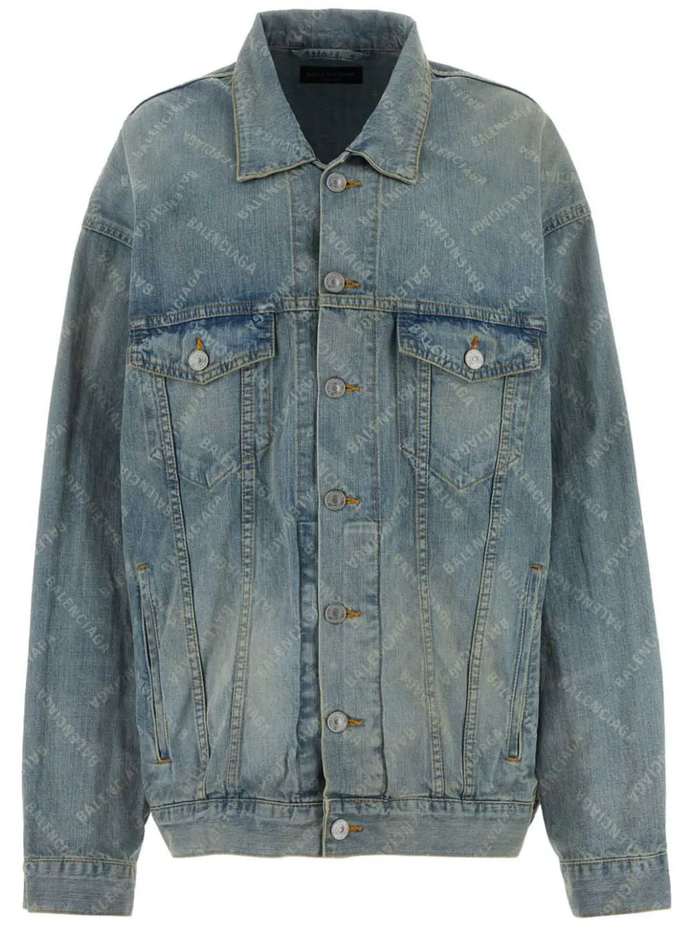Balenciaga Logo Print Denim Jacket