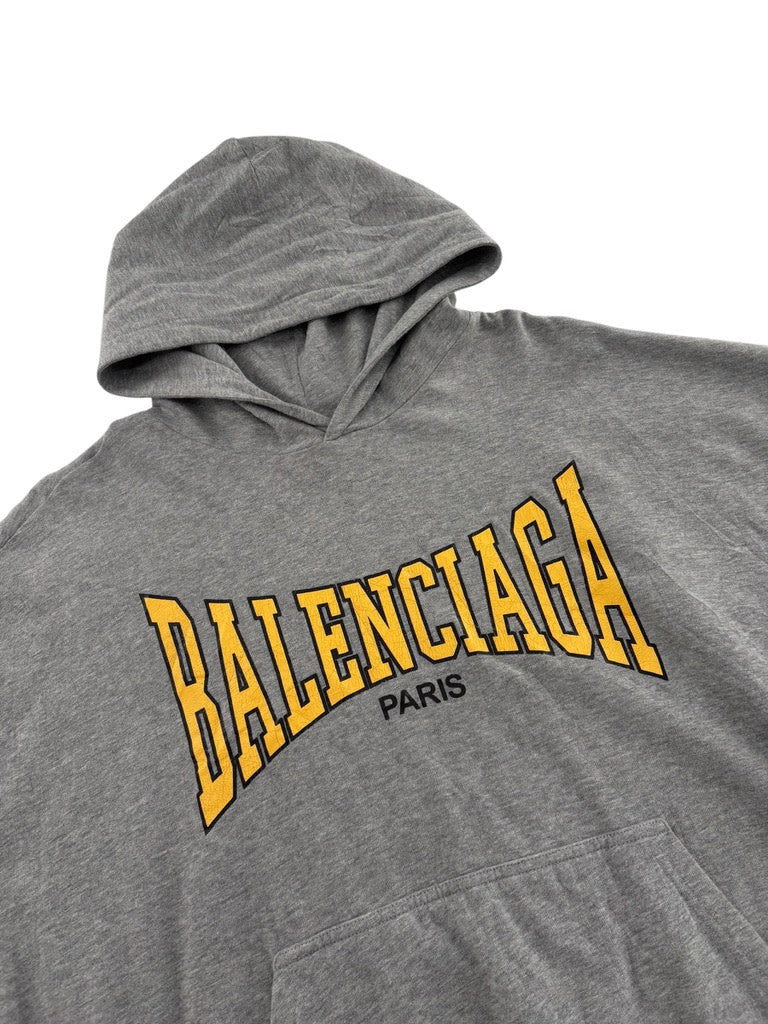 Balenciaga Logo Print Hoodie Grey