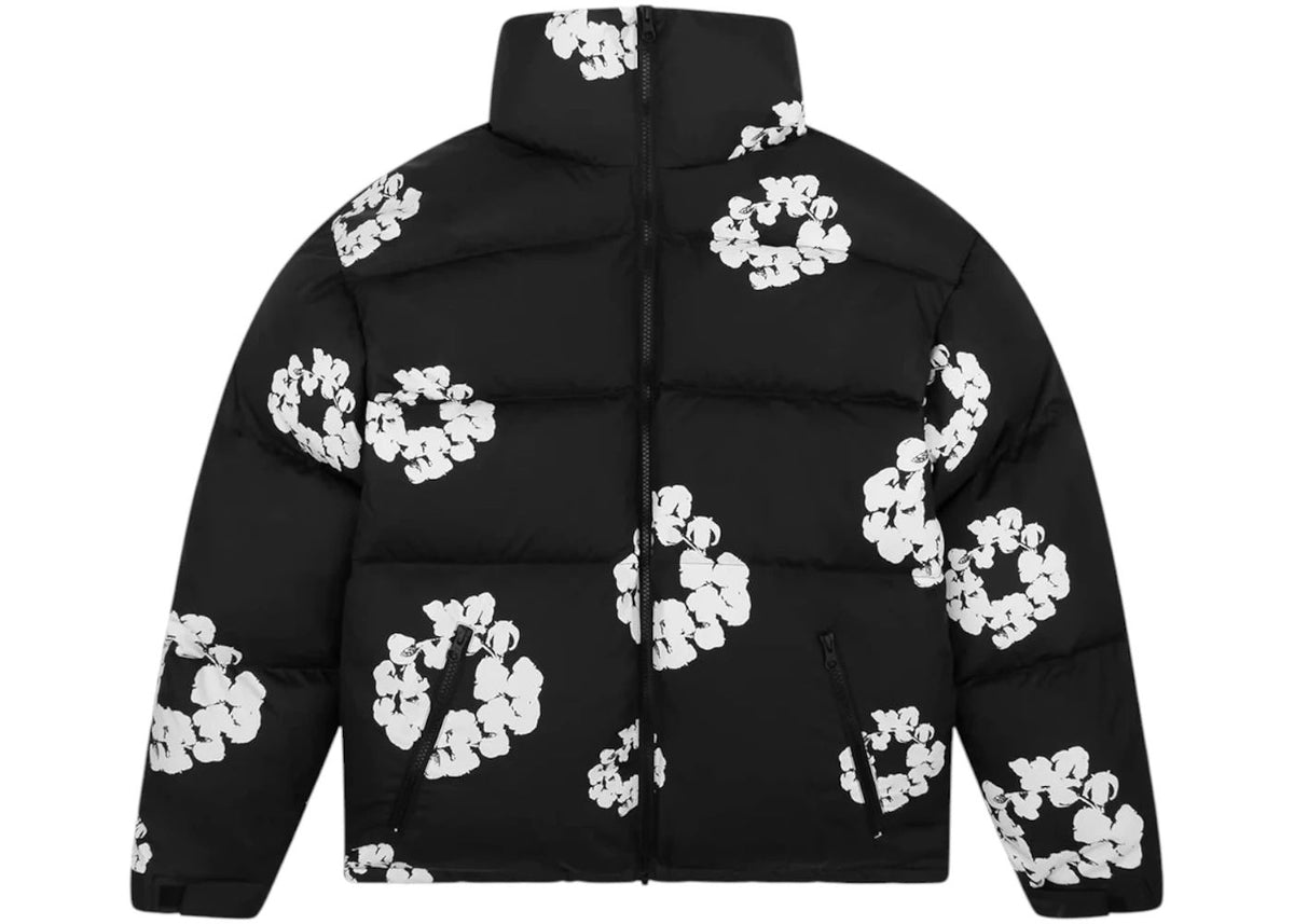 Denim Tears Cotton Wreath Puffer Jacket Black