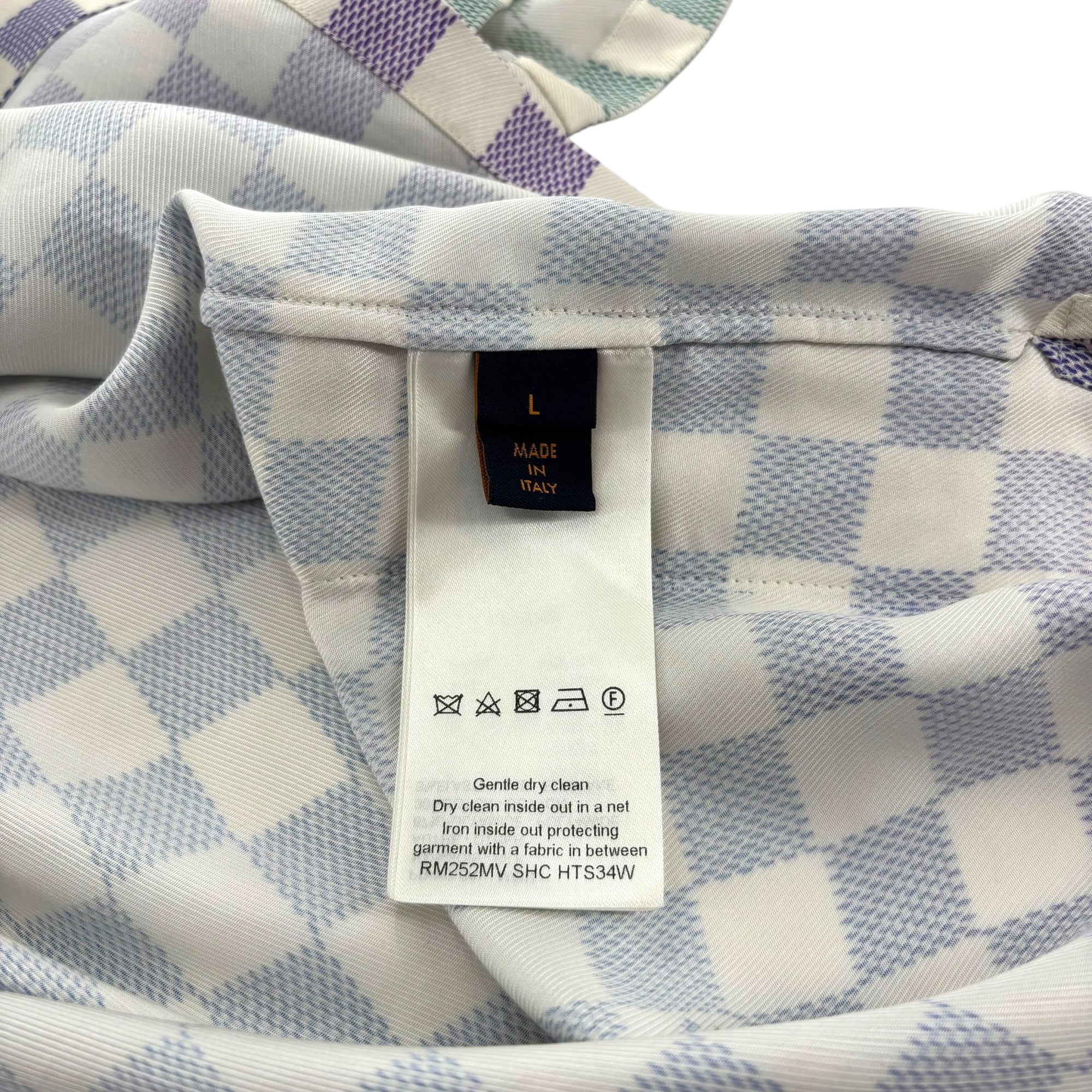 Louis Vuitton Damier Gradient Printed Silk Polo Shirt Multicolor