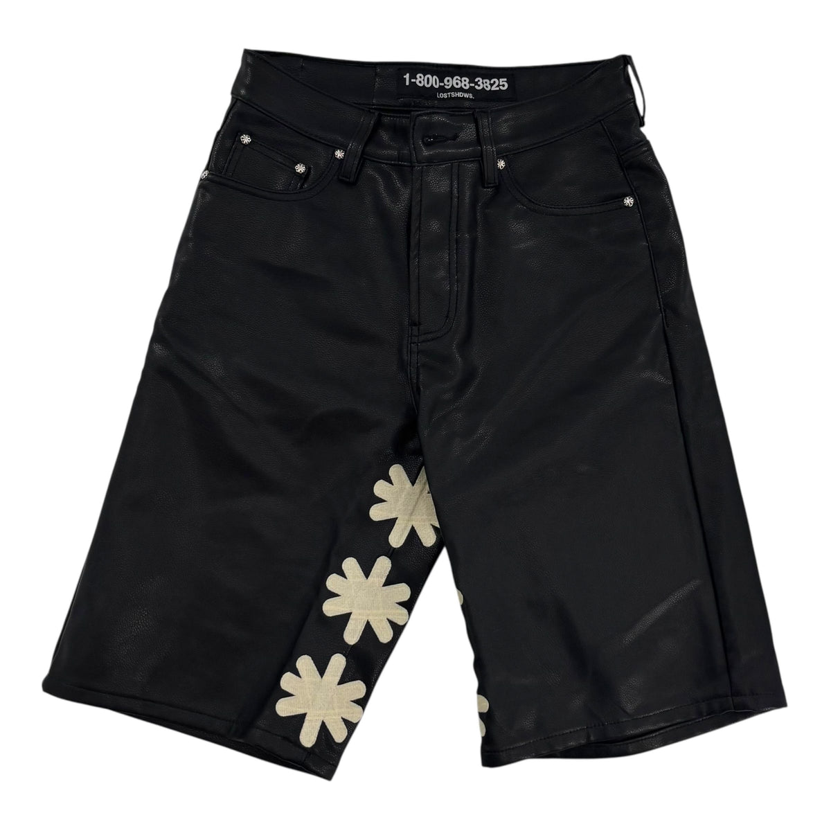 Lost Shdws Leather Shorts Black Cream