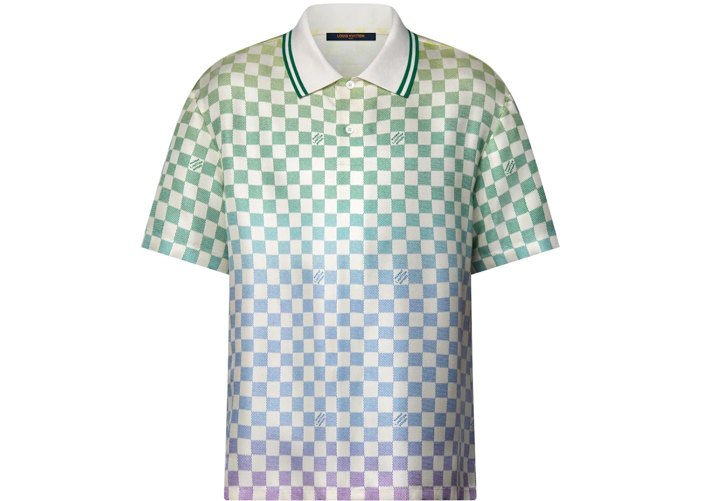 Louis Vuitton Damier Gradient Printed Silk Polo Shirt Multicolor