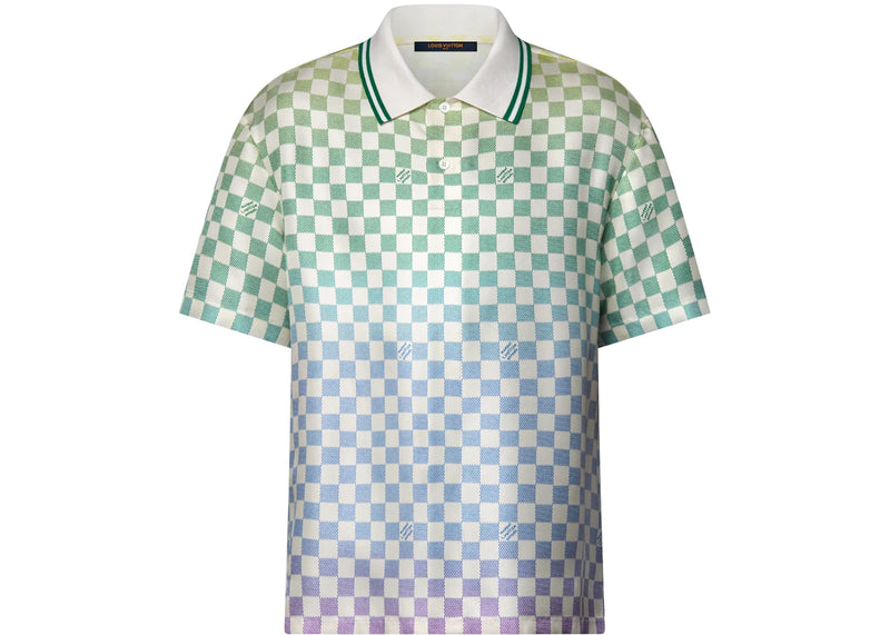 Louis Vuitton Damier Gradient Printed Silk Polo Shirt Multicolor