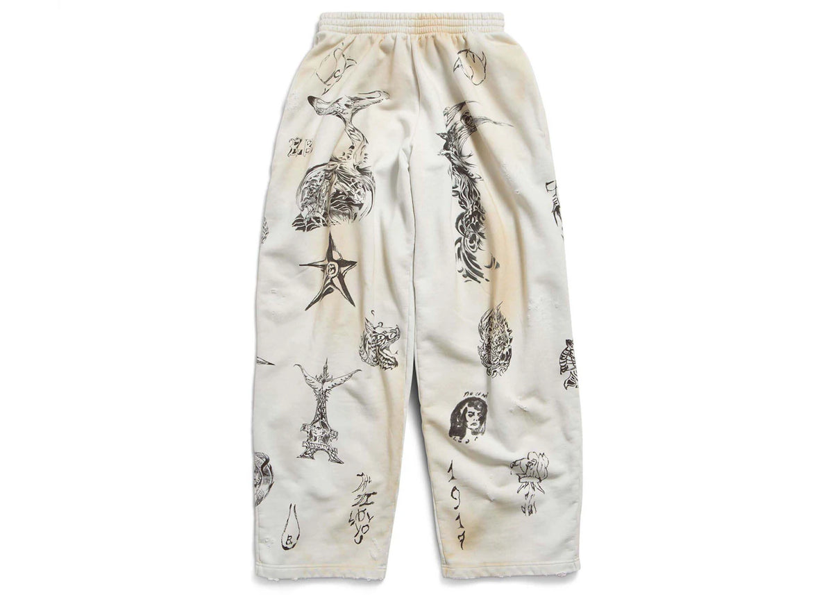 Balenciaga Men's Tat Baggy Sweatpants Beige/Brown