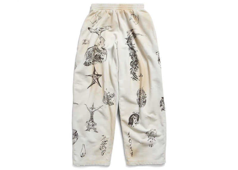 Balenciaga Men's Tat Baggy Sweatpants Beige/Brown