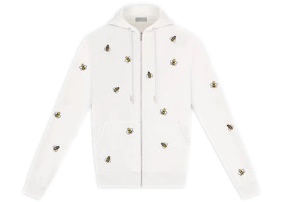 KAWS x Dior Embroidered Bees Zip Up Sweatshirt White