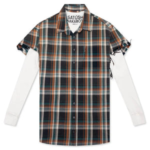 Satoshi Bender Cut Off Flannel Orange Plaid
