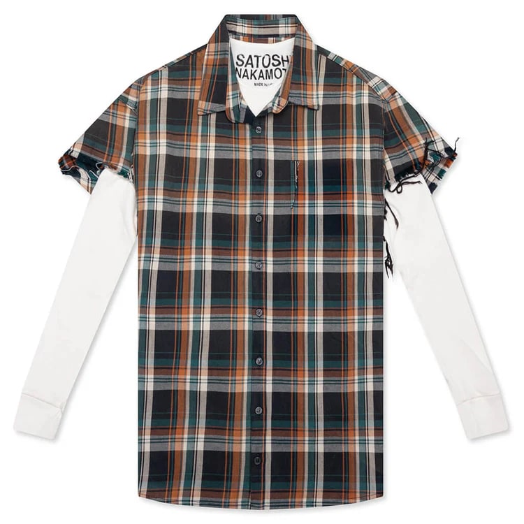 Satoshi Bender Cut Off Flannel Orange Plaid