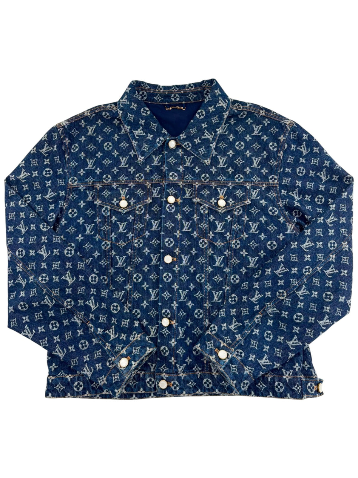 Louis Vuitton Old Flower Printed Denim Jacket Blue